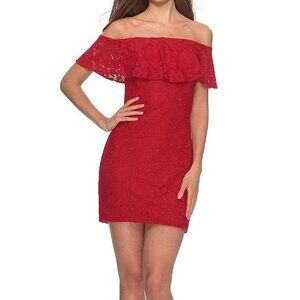 NWT La Femme 28147 Lace Homecoming Dress Red Size 00